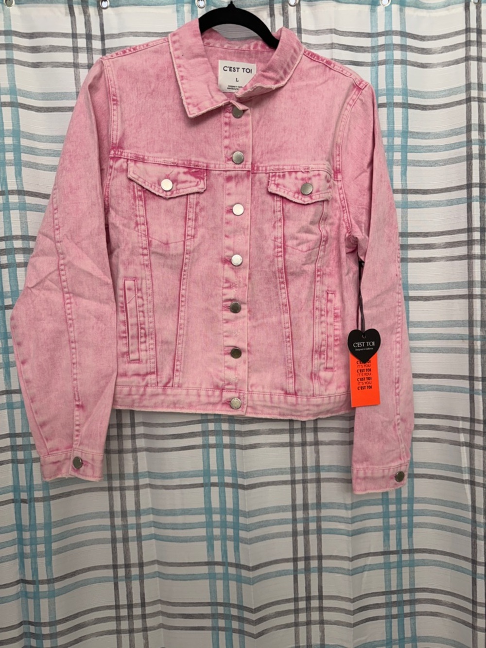 C'EST TOI Washed Pink Denim Trucker Jacket